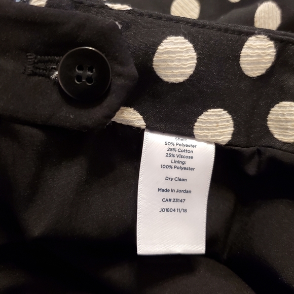 Talbots RSVP black ankle pants-textured ivory dots - Picture 7 of 7